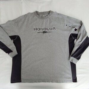 Honolua Hawaii Sideseams Long Sleeve Tee Sweatshirt Dark/Light Gray Mens XXL